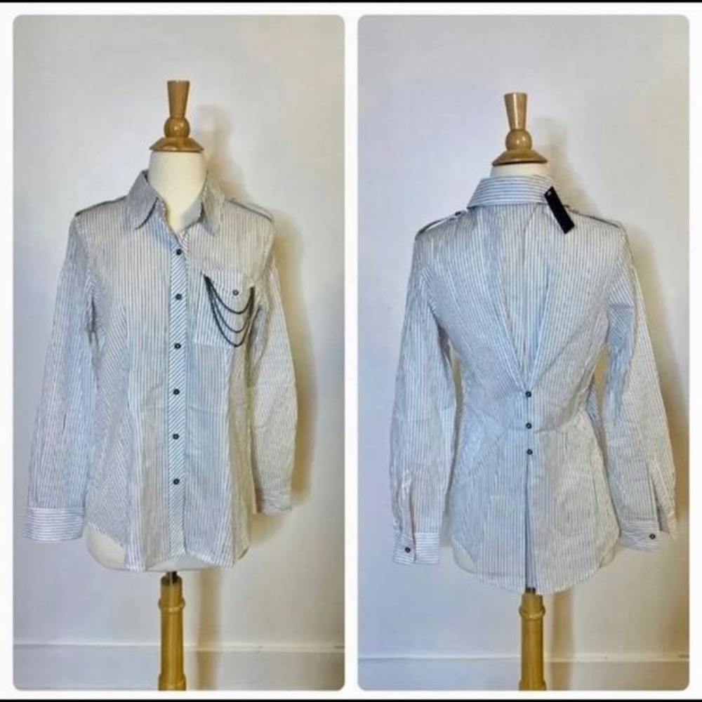 NWT Embellished Pinstripe Button Down Shirt